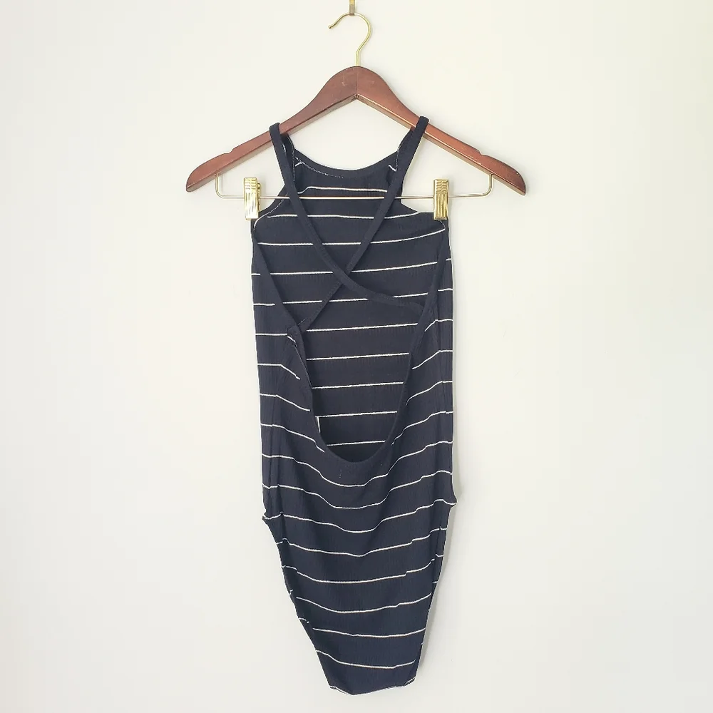 Capulet Buona Scoop Back Bodysuit in Navy Stripe - Picture 6 of 11